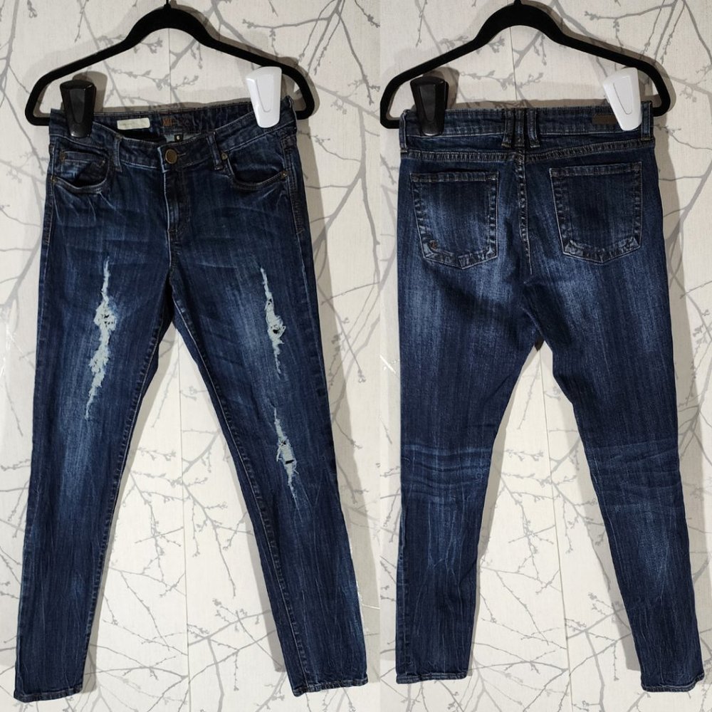 KUT from the Kloth Distressed Mid Rise Diana Skinny Jeans